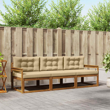Utomhussoffset med kudde 3 pcs Naturlig och Beige