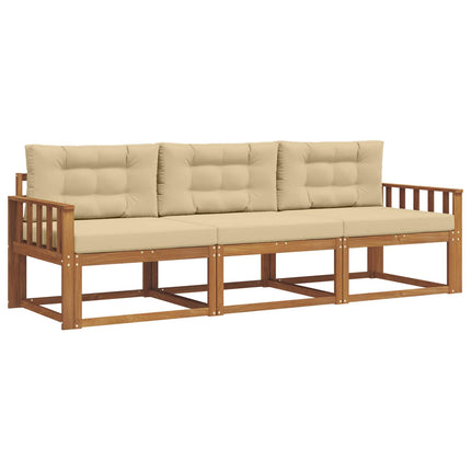 Utomhussoffset med kudde 3 pcs Naturlig och Beige