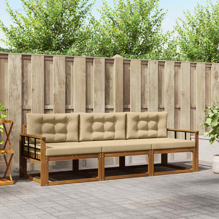 Utomhussoffset med kudde 3 pcs Naturlig och Beige