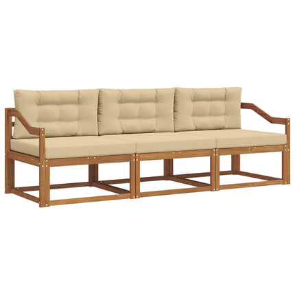 Utomhussoffset med kudde 3 pcs Naturlig och Beige