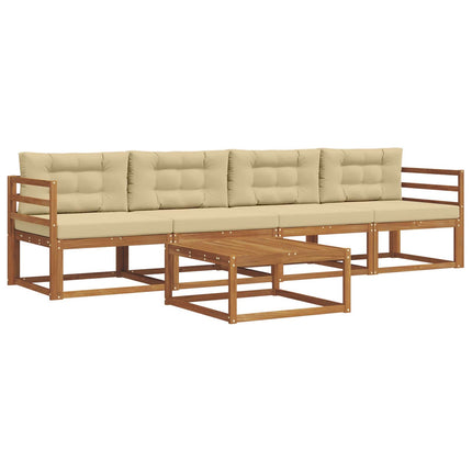 Utomhussoffset med kudde 5 pcs Naturlig och Beige