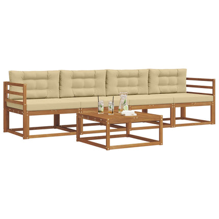 Utomhussoffset med kudde 5 pcs Naturlig och Beige