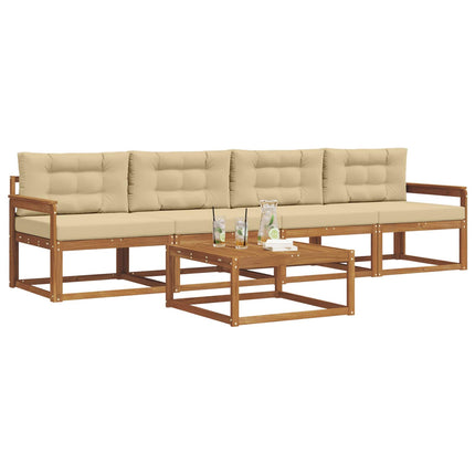 Utomhussoffset med kudde 5 pcs Naturlig och Beige