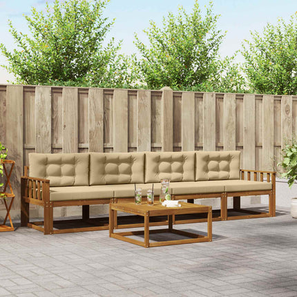 Utomhussoffset med kudde 5 pcs Naturlig och Beige