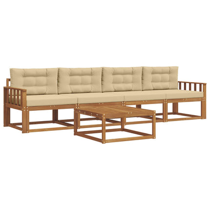 Utomhussoffset med kudde 5 pcs Naturlig och Beige