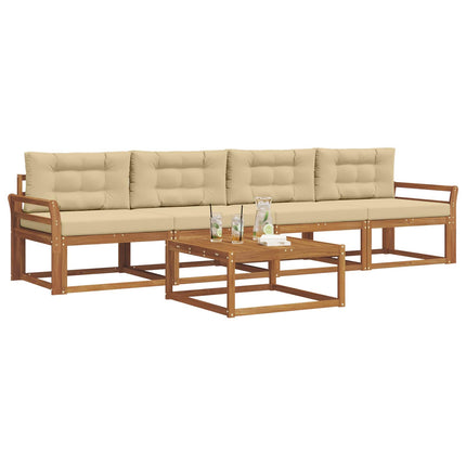 Utomhussoffset med kudde 5 pcs Naturlig och Beige