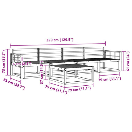 Utomhussoffset 5 pcs Naturfärg Massivt Akaciaträ