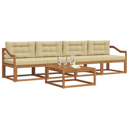 Utomhussoffset med kudde 5 pcs Naturlig och Beige