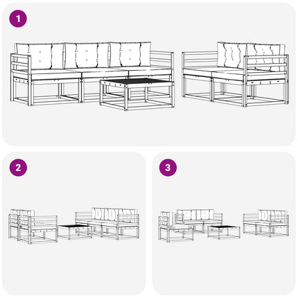 Utomhussoffset med kudde 6 pcs Naturlig och Ljus Grå
