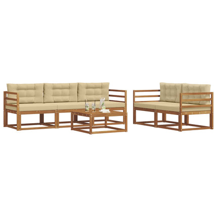 Utomhussoffset med kudde 6 pcs Naturlig och Beige