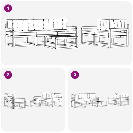 Utomhussoffset med kudde 6 pcs Naturlig och Antracit