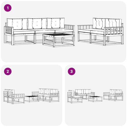 Utomhussoffset med kudde 6 pcs Naturlig och Antracit