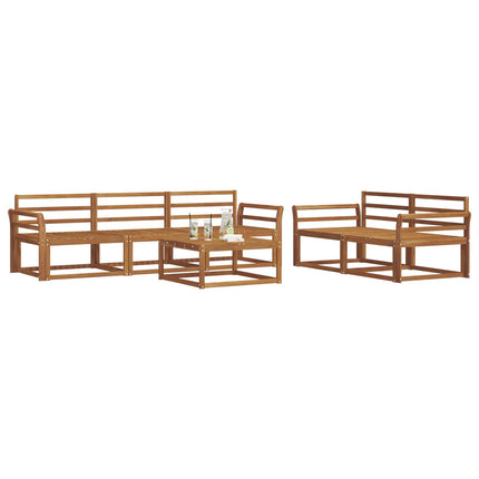 Utomhussoffset 6 pcs Naturfärg Massivt Akaciaträ