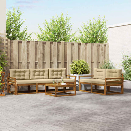 Utomhussoffset med kudde 6 pcs Naturlig och Beige