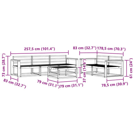 Utomhussoffset 6 pcs Naturfärg Massivt Akaciaträ