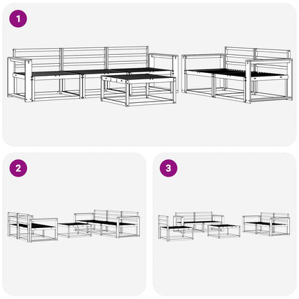 Utomhussoffset 6 pcs Naturfärg Massivt Akaciaträ