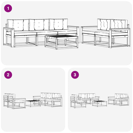 Utomhussoffset med kudde 6 pcs Naturlig och Beige