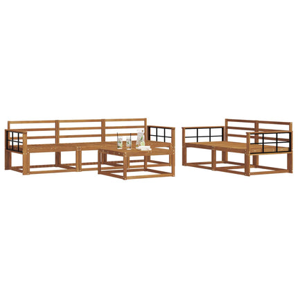 Utomhussoffset 6 pcs Naturfärg Massivt Akaciaträ