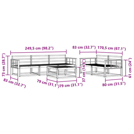 Utomhussoffset 6 pcs Naturfärg Massivt Akaciaträ