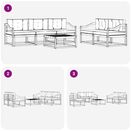 Utomhussoffset med kudde 6 pcs Naturlig och Ljus Grå
