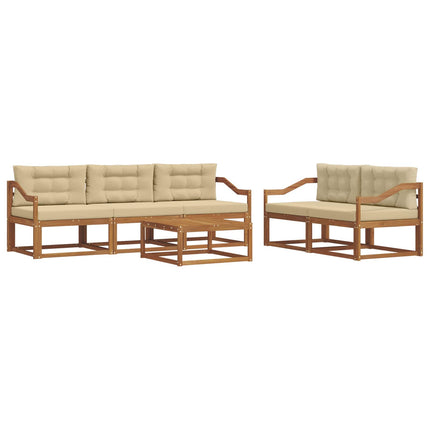 Utomhussoffset med kudde 6 pcs Naturlig och Beige