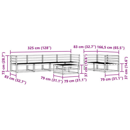 Utomhussoffset 7 pcs Naturfärg Massivt Akaciaträ