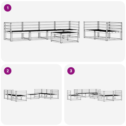 Utomhussoffset 7 pcs Naturfärg Massivt Akaciaträ