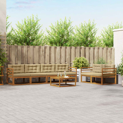 Utomhussoffset med kudde 7 pcs Naturlig och Beige