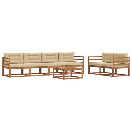 Utomhussoffset med kudde 7 pcs Naturlig och Beige
