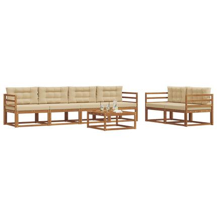 Utomhussoffset med kudde 7 pcs Naturlig och Beige