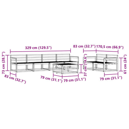 Utomhussoffset 7 pcs Naturfärg Massivt Akaciaträ
