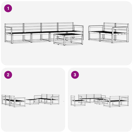 Utomhussoffset 7 pcs Naturfärg Massivt Akaciaträ