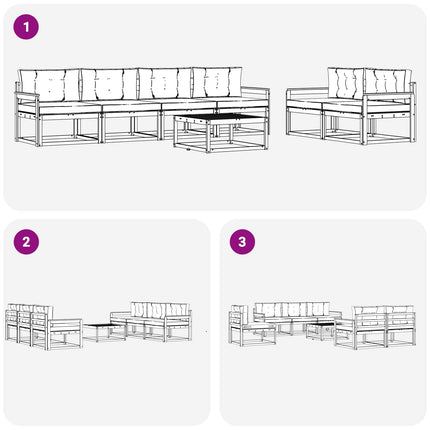 Utomhussoffset med kudde 7 pcs Naturlig och Grädde