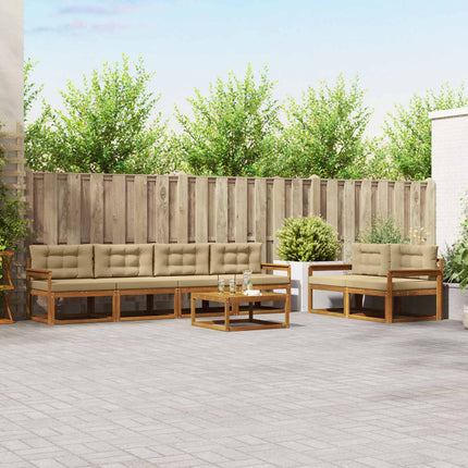 Utomhussoffset med kudde 7 pcs Naturlig och Beige
