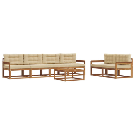 Utomhussoffset med kudde 7 pcs Naturlig och Beige