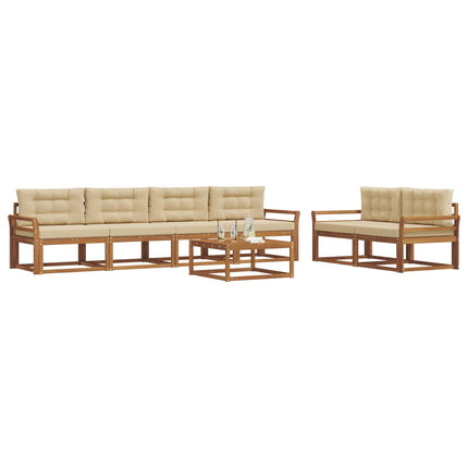 Utomhussoffset med kudde 7 pcs Naturlig och Beige