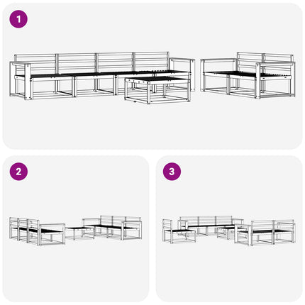 Utomhussoffset 7 pcs Naturfärg Massivt Akaciaträ