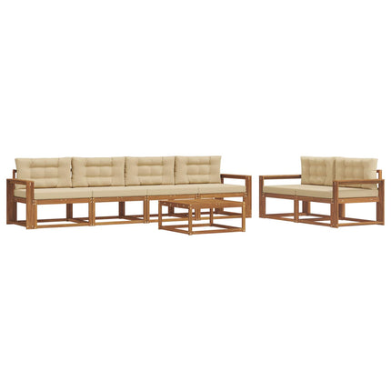 Utomhussoffset med kudde 7 pcs Naturlig och Beige