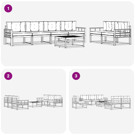 Utomhussoffset med kudde 7 pcs Naturlig och Antracit
