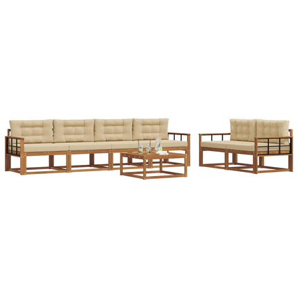 Utomhussoffset med kudde 7 pcs Naturlig och Beige
