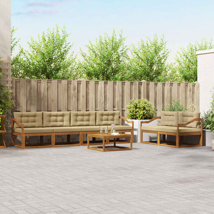 Utomhussoffset med kudde 7 pcs Naturlig och Beige