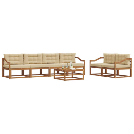 Utomhussoffset med kudde 7 pcs Naturlig och Beige