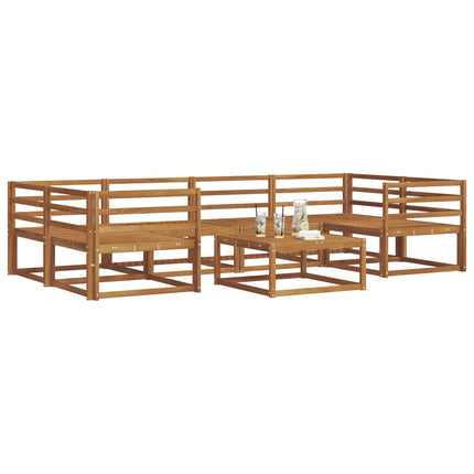 Utomhussoffset 7 pcs Naturfärg Massivt Akaciaträ