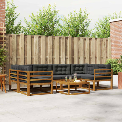 Utomhussoffset med kudde 7 pcs Naturlig och Antracit