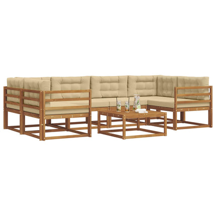 Utomhussoffset med kudde 7 pcs Naturlig och Beige