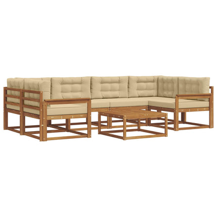 Utomhussoffset 7 pcs Naturlig och Beige