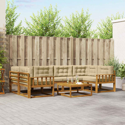 Utomhussoffset med kudde 7 pcs Naturlig och Beige
