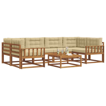 Utomhussoffset med kudde 7 pcs Naturlig och Beige