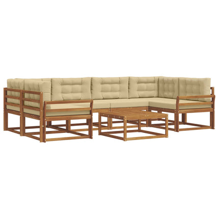Utomhussoffset med kudde 7 pcs Naturlig och Beige