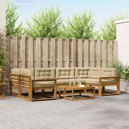 Utomhussoffset med kudde 7 pcs Naturlig och Beige